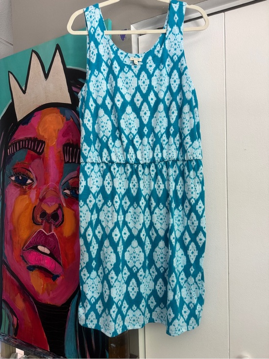 Sonoma Dresses & Skirts - Sonoma Life Style Turquoise Ikat Geometric Tank Dress Pockets XL